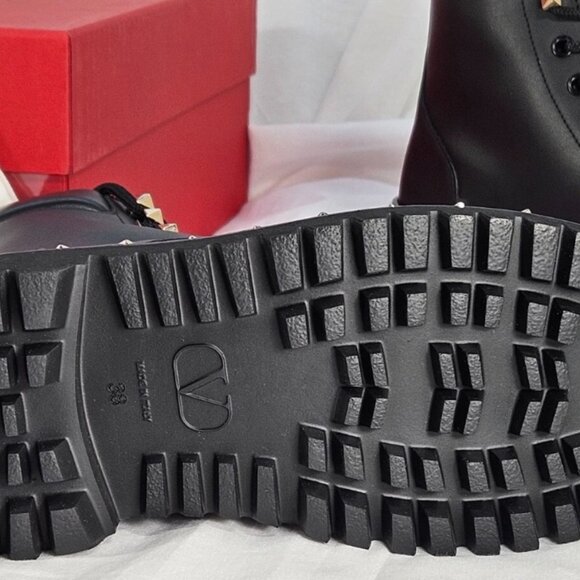 Valentino Garavani Women's Rockstud Lug Sole Combat Boots - Picture 4 of 9